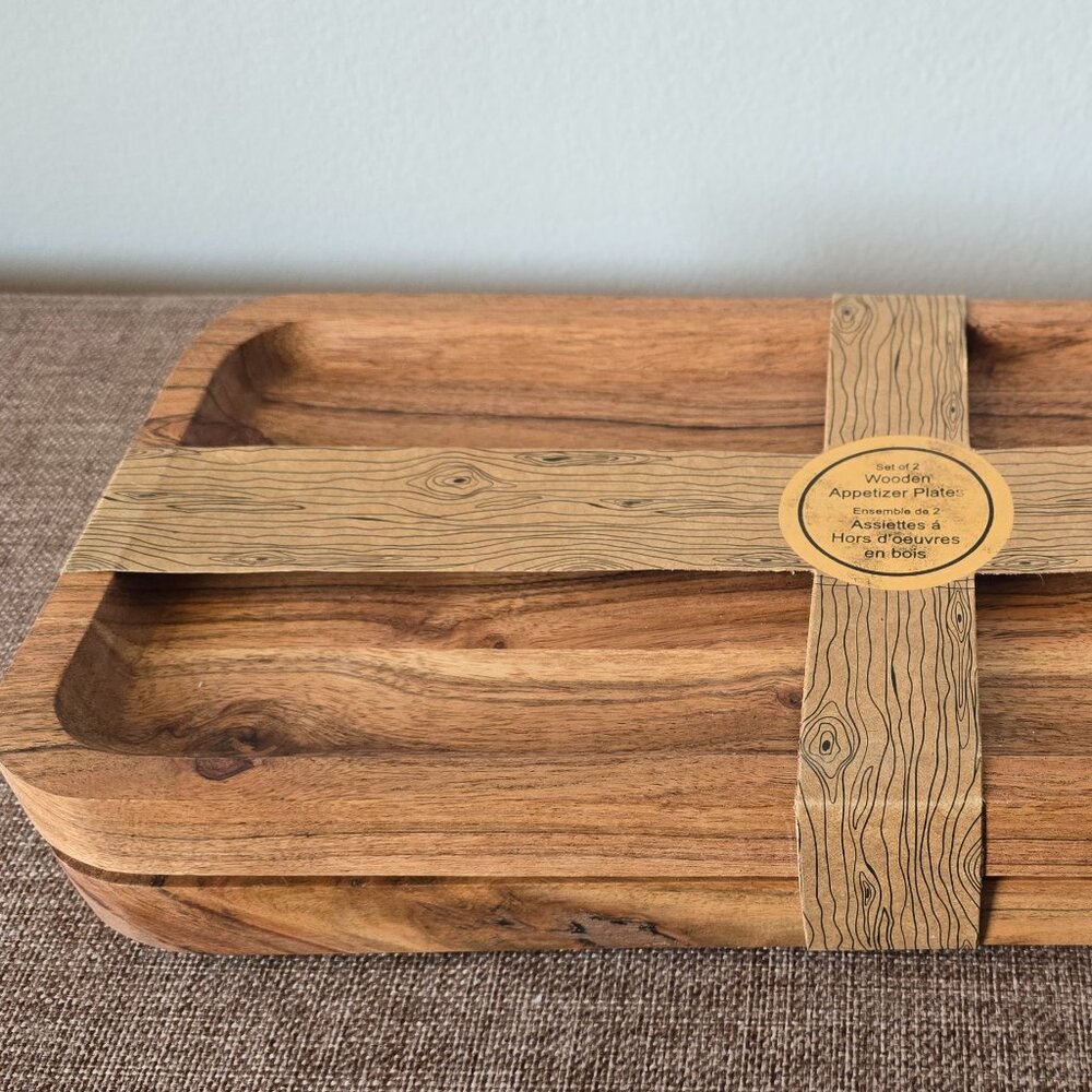 2-pack of Acadia Wood Serving Trays